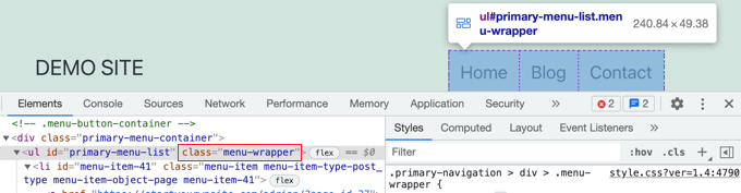 stylemenusmenuwrapper 查找导航菜单容器的 CSS 类